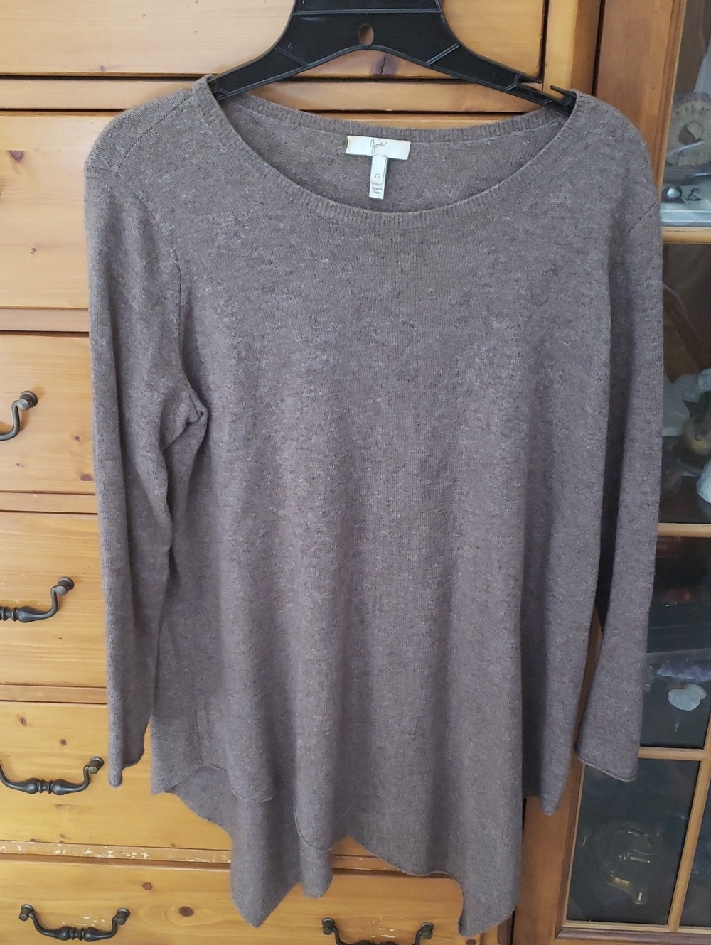 Joie Brown Scoop Neck Long Tunic Sweater